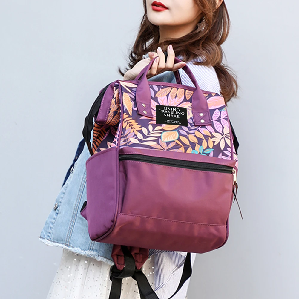 Вместительные дорожные рюкзаки для мам нейлоновые с растительным принтом