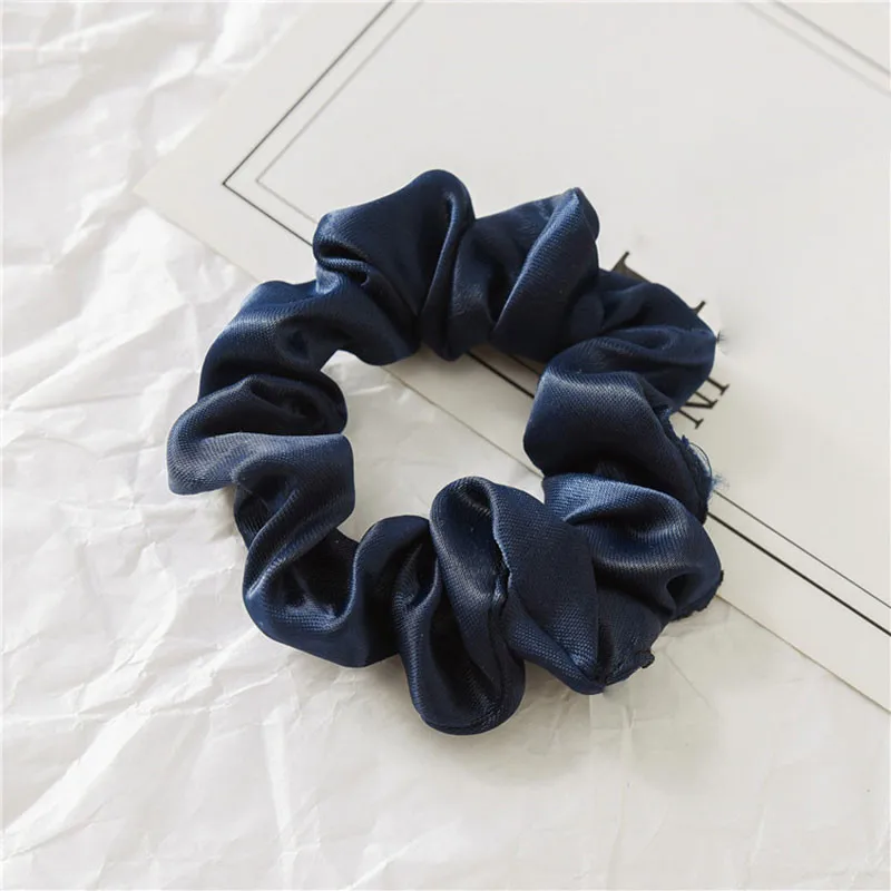 B1-Blue 1 шт., модные однотонные Сатиновые ленты для волос для девочек и женщин, эластичные резинки для волос, резинки для волос, милые аксессуары для волос, держатель для конского хвоста - Цвет: B1-Blue