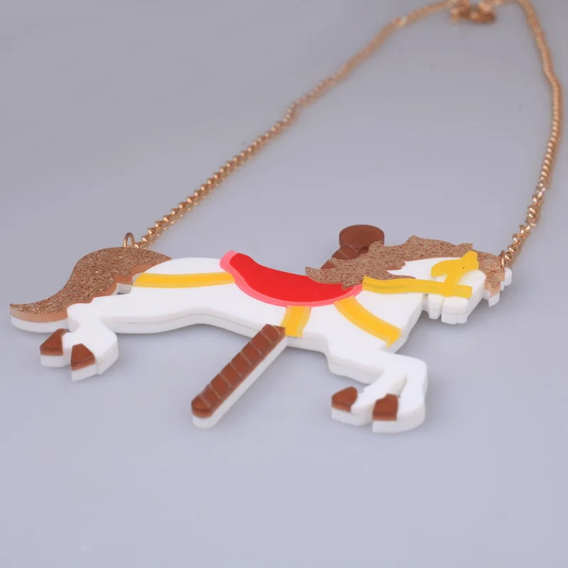 Хит продаж круглая акриловая подвеска Merry Go Золотая цепочка блестящая пудра