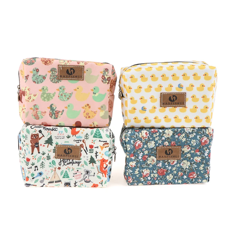 

1 шт., мультяшная косметичка с рисунком рыбы, утки, женская косметичка, дорожный Органайзер с цветочным рисунком для косметики, Несессер для ...