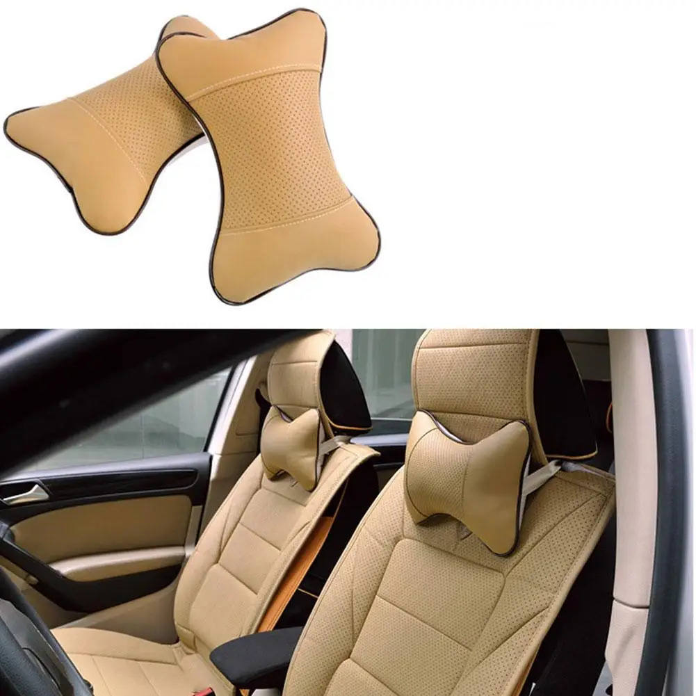 

1PC Car Universal Neck Pillows Headrest PVC Leather Neck Auto Accessories Interior Backrest Head Safety Protector Cushion