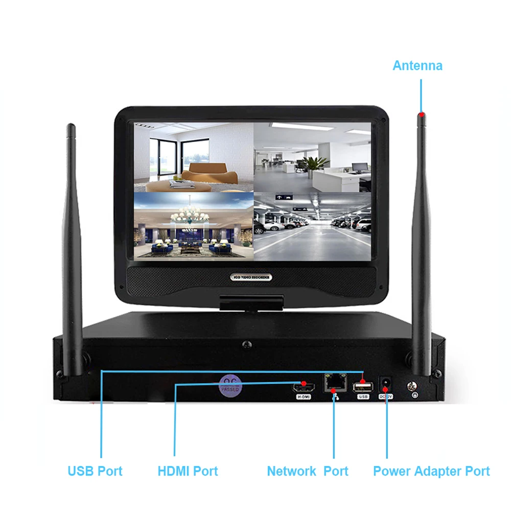 1080P Беспроводной NVR Kit 10 дюймов ЖК-дисплей монитор 2MP купольная камера с WiFi P2P мобильный монитор телефона видео доя домашнего безопасности Системы наблюдения