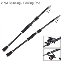 2 7m carbon fiber lure fishing rod straight shank 7 section telescopic ultra light travel carbon fiber fishing pole lure tackle