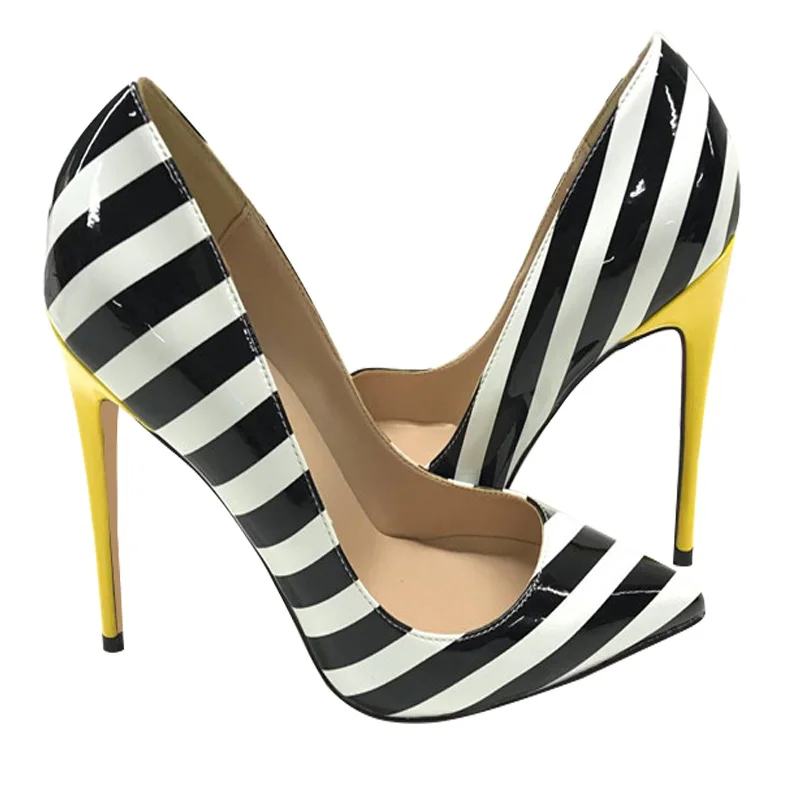 

Fashion free shipping white black Patent Leather Poined Toe Stiletto Heel high heel shoe pump HIGH-HEELED SHOES dress shoes