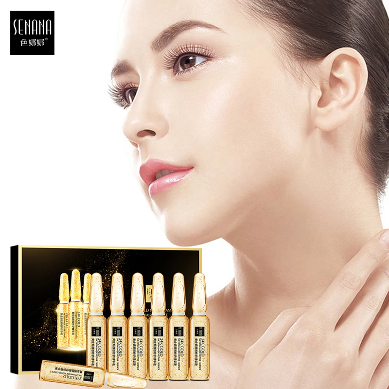 Сыворотка для лица SENANA с гиалуроновой кислотой 24k gold никотинамид ампулы