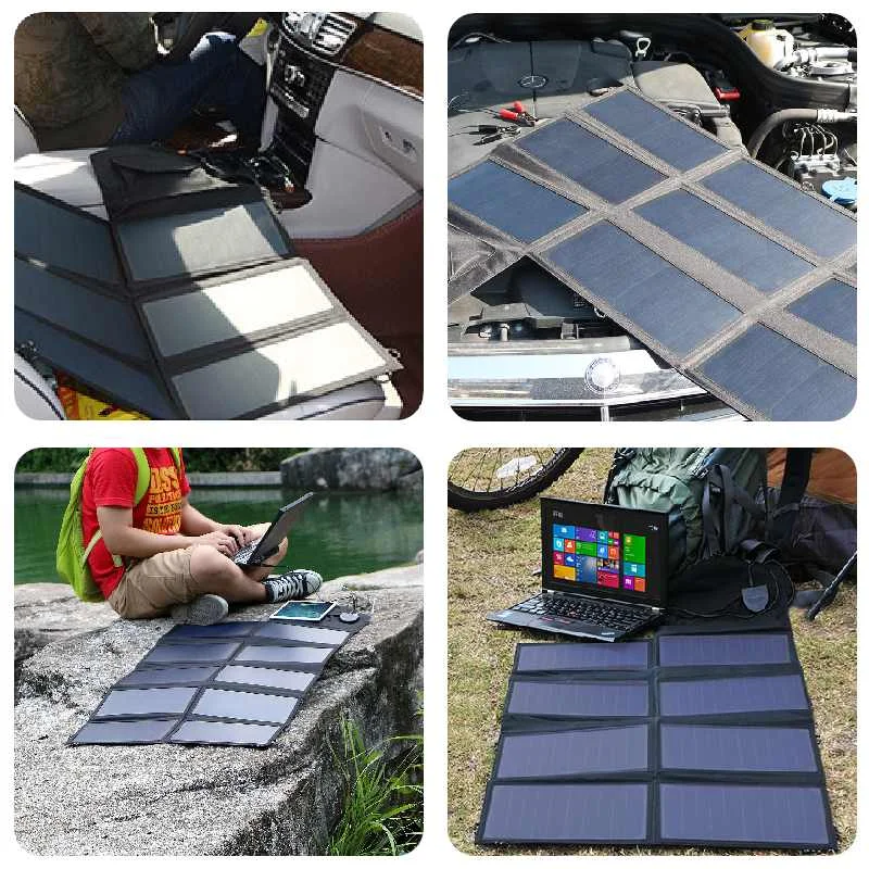 Beli 50W 12V Solar Panel Kit Dual USB Port Panel Surya Outdoor Tahan Air Folding Solar Panel Charger Untuk Mobil Baterai Ponsel Charger
