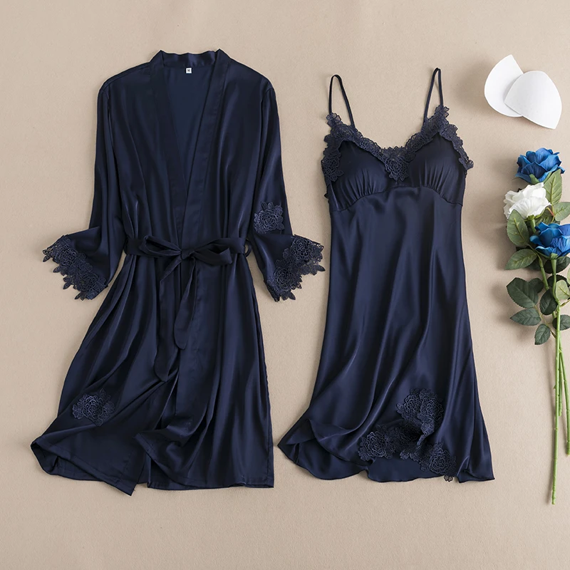 Женский летний ночной халат серого цвета пикантный костюм из 2 предметов на