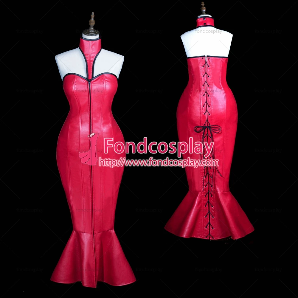 

Сексуальная юбка-корсет с крестиком fondcosplay, длинный красный корсет из искусственной кожи на шнуровке с косточками и рыбьим хвостом, вечерне...