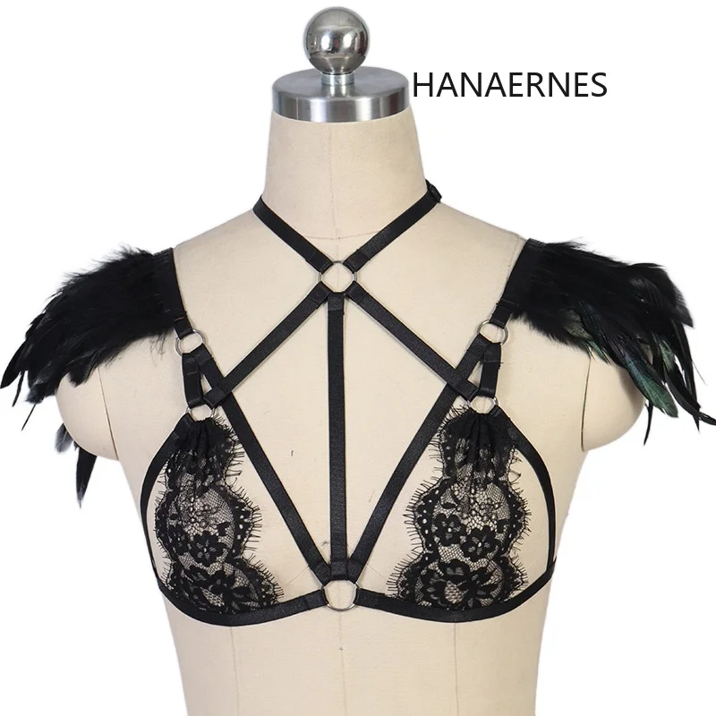 

Женское нижнее белье Goth, бондажное белье, Фетиш-топы, укороченный боди, боди в стиле Харадзюку, бюстгальтер в клетку, праздничный кружевной б...