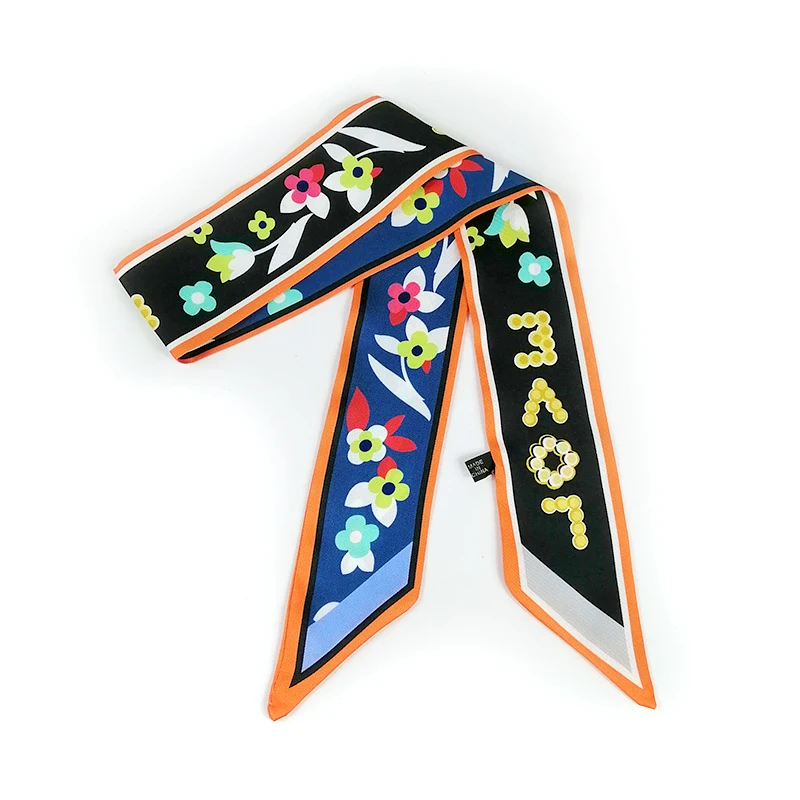 Роскошный брендовый красивый шарф на ремешке с принтом женский шелковый модный