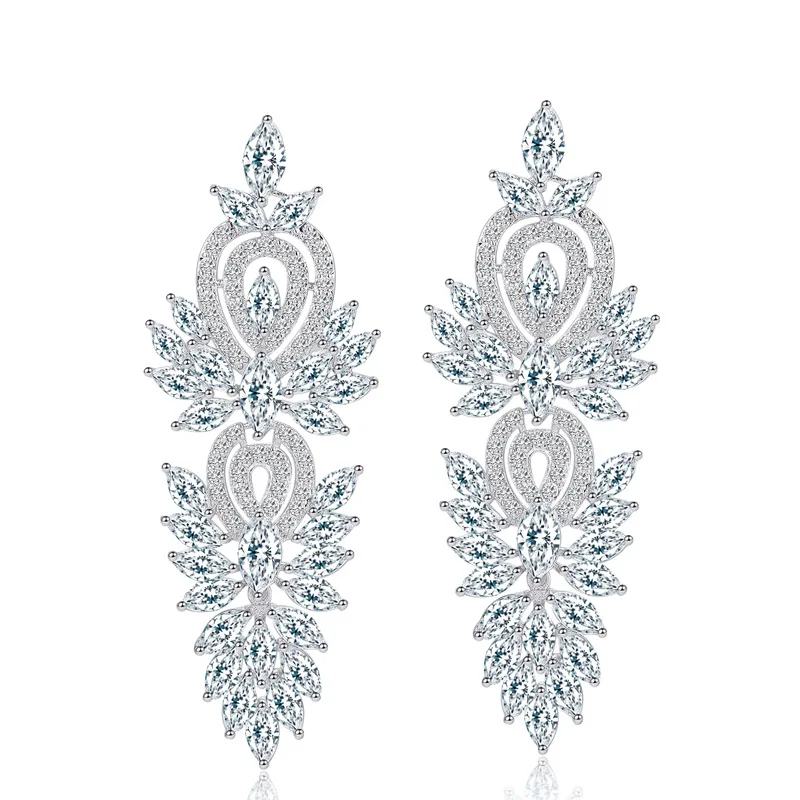 

High Quality Fashion New Long Earrings Shiny Crystal Pierced Earrings Women's High Jewelry Birthday Romantic Gift Free Shipping