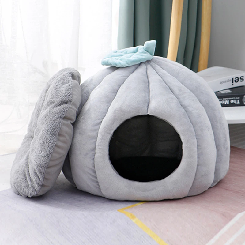 Кровать для домашних животных зимняя супермягкая милая форма тыквы с матрасом