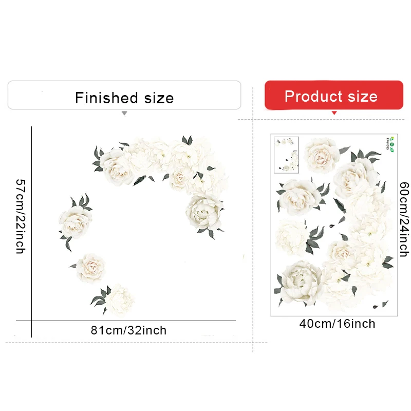 Настенные Стикеры с белыми пионами для гостиной спальни самоклеящиеся виниловые