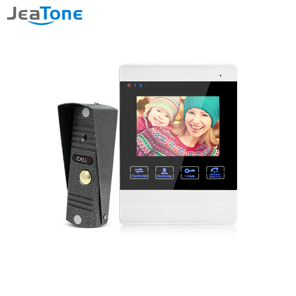 Видеодомофон Jeatone металлический дверной звонок с 4 дюймовым экраном HD Led 1200TVL