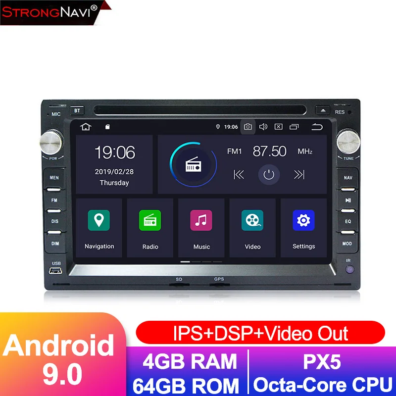 7 дюймов Android 9 0 4 + 64G ips автомобильный мультимедийный плеер для Фольксваген SKODA