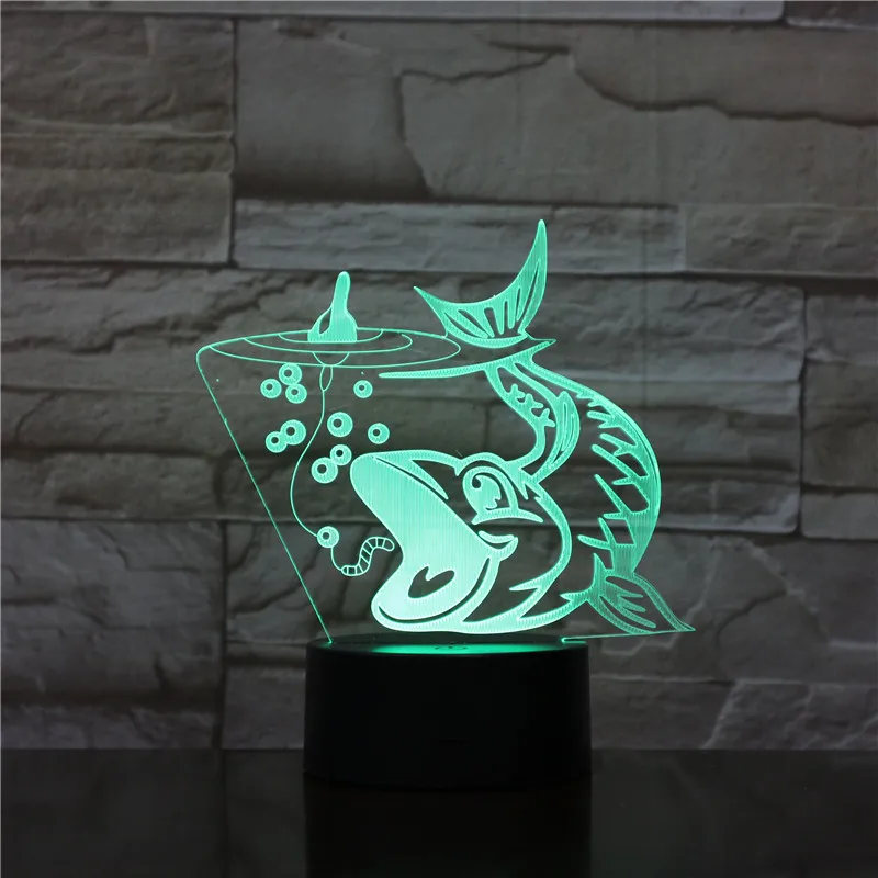 

3D светодиодный ночник в форме рыбы, 7 цветов, RGB, настроение, животное, USB, сенсорный Настольный светильник, домашняя спальня вечерние ринка, д...