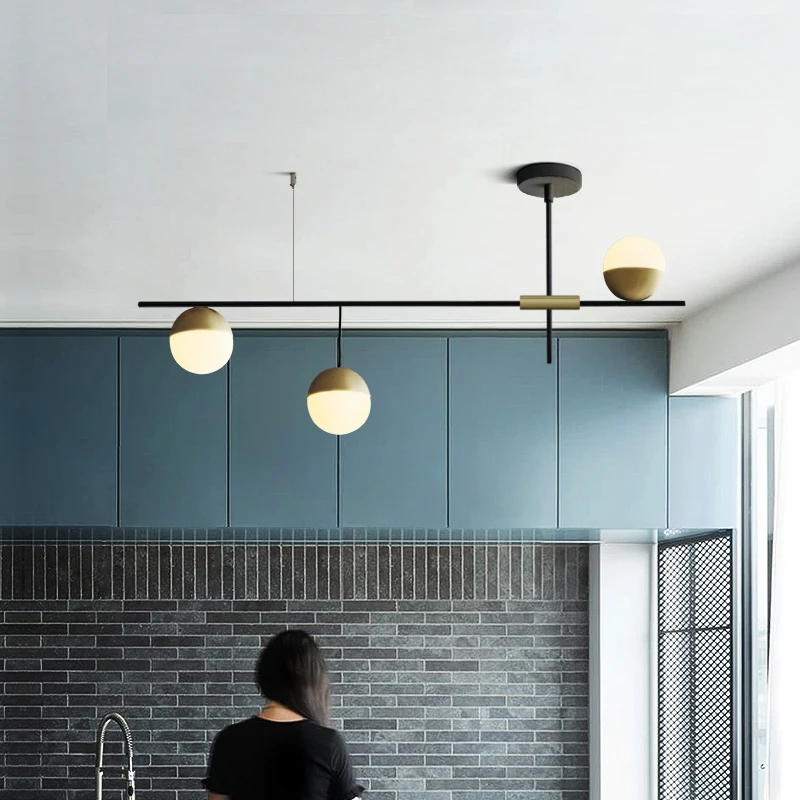 Постмодерн роскошная гостиная кухня подвесной светильник дизайнерский орех