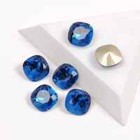 high quality strass capri blue color cushion cut shape fancy rhinestones pouplar crystal stone for nail art decorations