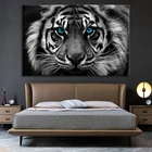 Плакат с черно-белым тигром, HD печать, дикие животные, холст, живопись, леопард и изображения льва для гостиной, домашний декор, фреска