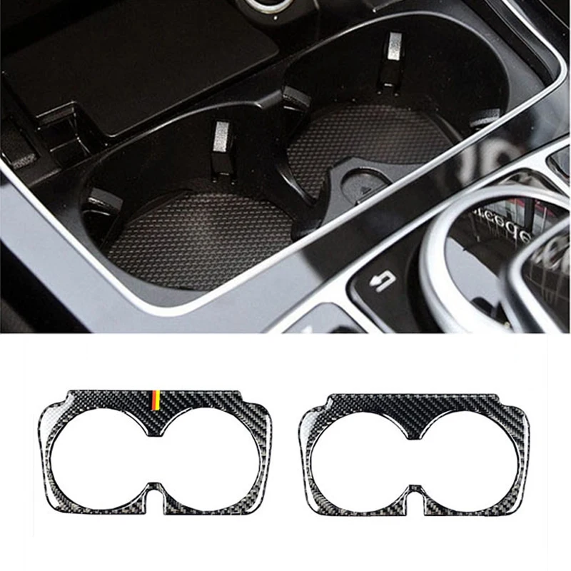 

Автомобильный Центральный держатель стакана для воды из углеродного волокна, отделка для Mercedes-Benz C GLC E Class W205 X253 W213 2015-2019