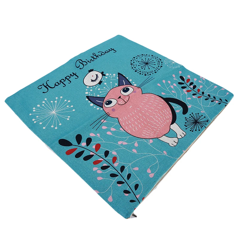 Cute Cartoon Living Room Sofa Pillow Case Creative Smile Owl Digital Print Soft Comfort Cushion Cover | Дом и сад