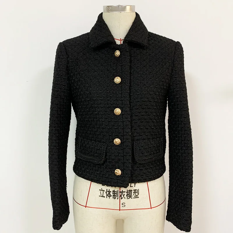 

HIGH STREET New Fashion 2022 Designer Jacket Women's Wool Blends Vintage Tweed Short Coat
