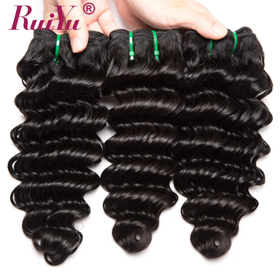 RUIYU волосы свободные глубокая волна пучки перуанские волосы Remy человеческие волосы для наращивания свободные волнистые в наборе предложения 10-28 дюймов