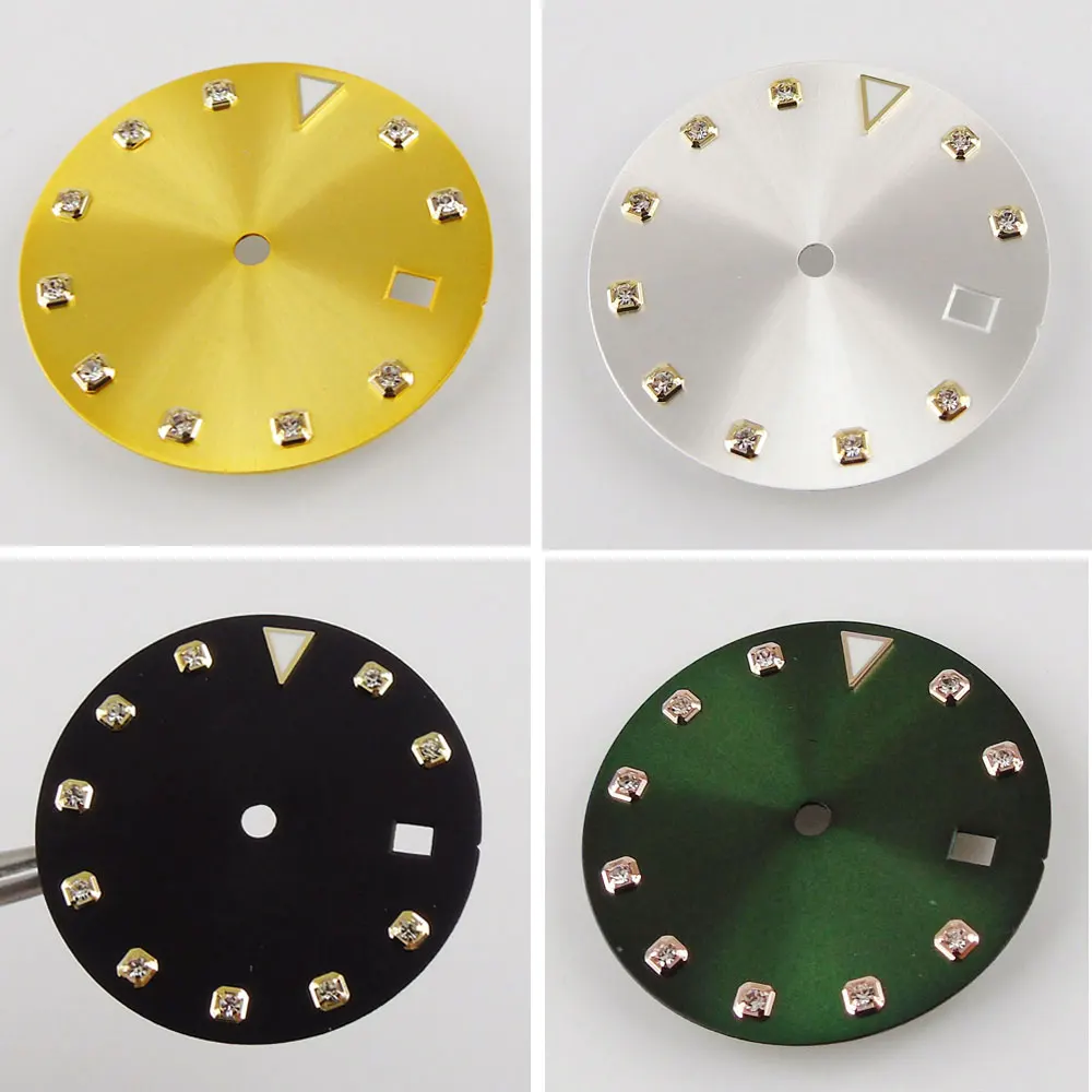 

29.3mm Sterile Sunburst Watch Dial Parts Fit For Mingzhu 2813 Miyota 8215 821A 8205 Automatic Date Window Golden Marks No Logo