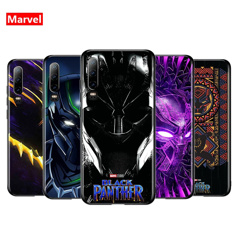 

Marvel Avengers Black Panther Super Hero For Huawei P50 P40 P30 P20 P10 P9 P8 Lite E Mini Pro Plus 5G TPU Silicone Phone Case