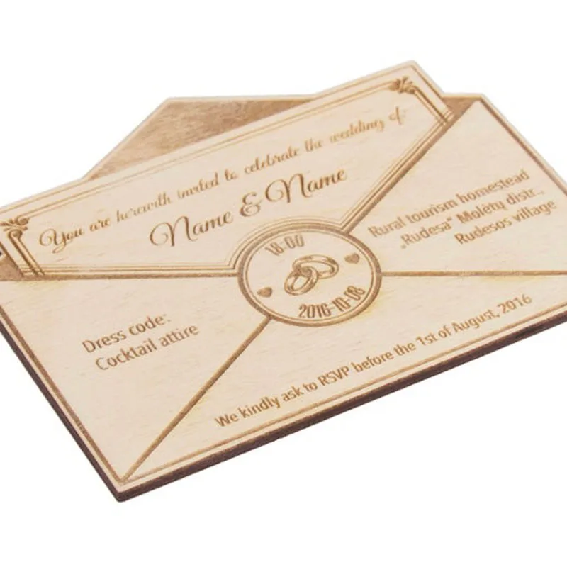 Конверт деревянный сохранить дату фотоприглашение магниты свадебные сувениры |