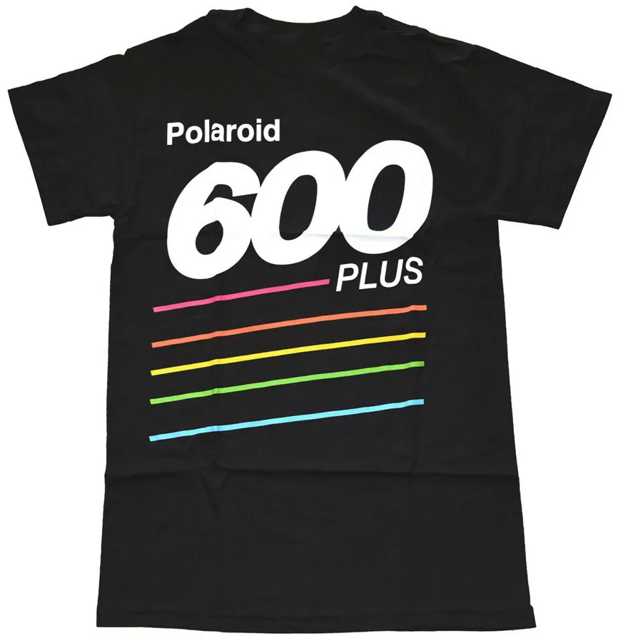 Polaroid 600 плюс Черная Мужская графическая футболка Новая бесплатная доставка