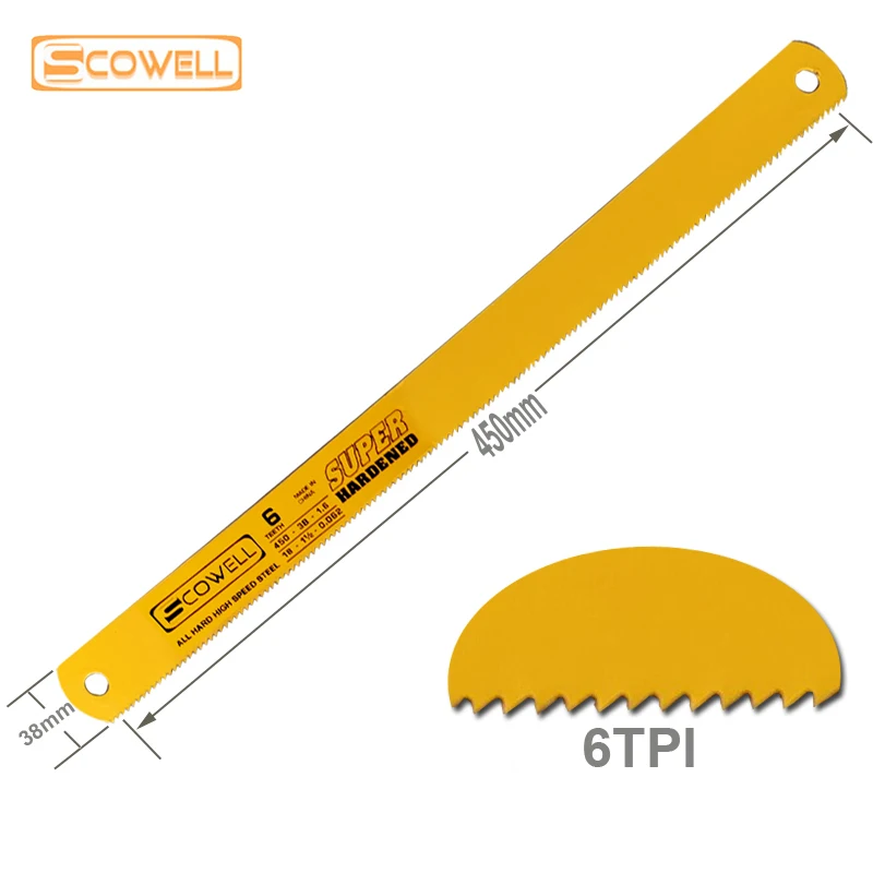 5PCS 450*38*1.6mm HSS Power Hacksaw Blade 6TPI High Speed Steel W5 18