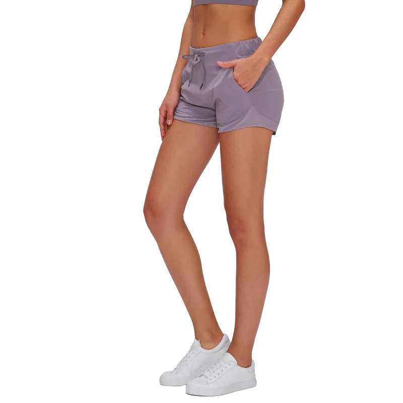 

New skin-friendly nude yoga shorts women's solid color leisure training fitness quick-drying breathable hot pants