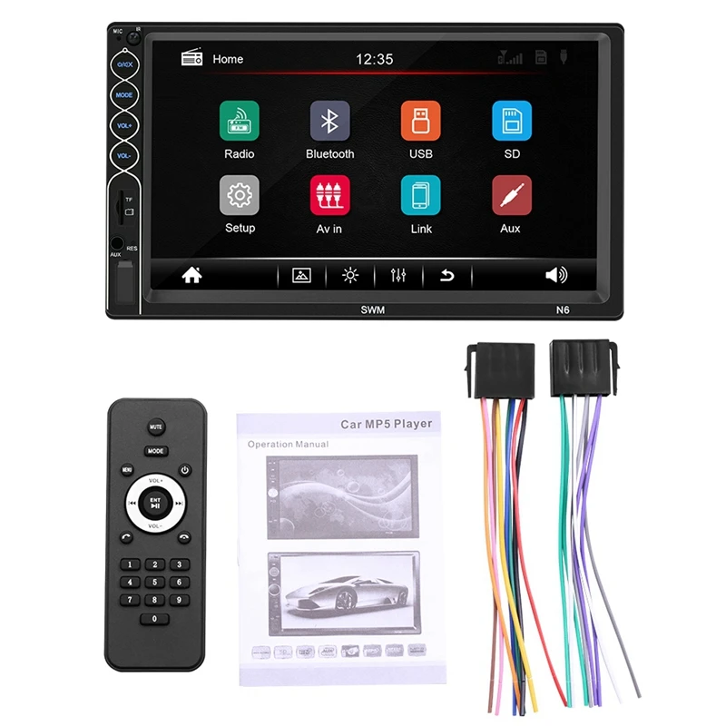 Автомагнитола с 7 дюймовым сенсорным экраном HD стереозвук Bluetooth 12 В 2 Din FM мощность