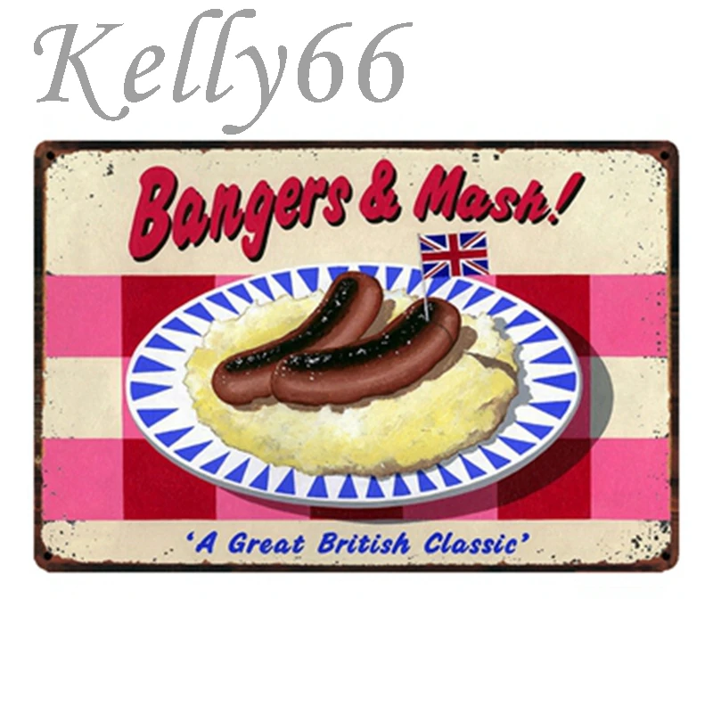

BANGERS MASH Vintage Metal Sign Tin Poster Home Decor Bar Wall Art Painting 20*30 CM Size y-1498