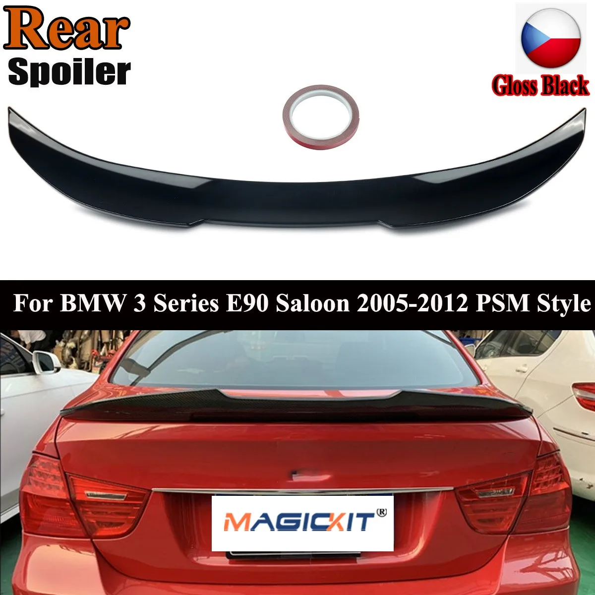 

MagicKit FOR 2006-12 BMW E90 3 SERIES M3 SEDAN PSM STYLE Closs Black TRUNK SPOILER WING