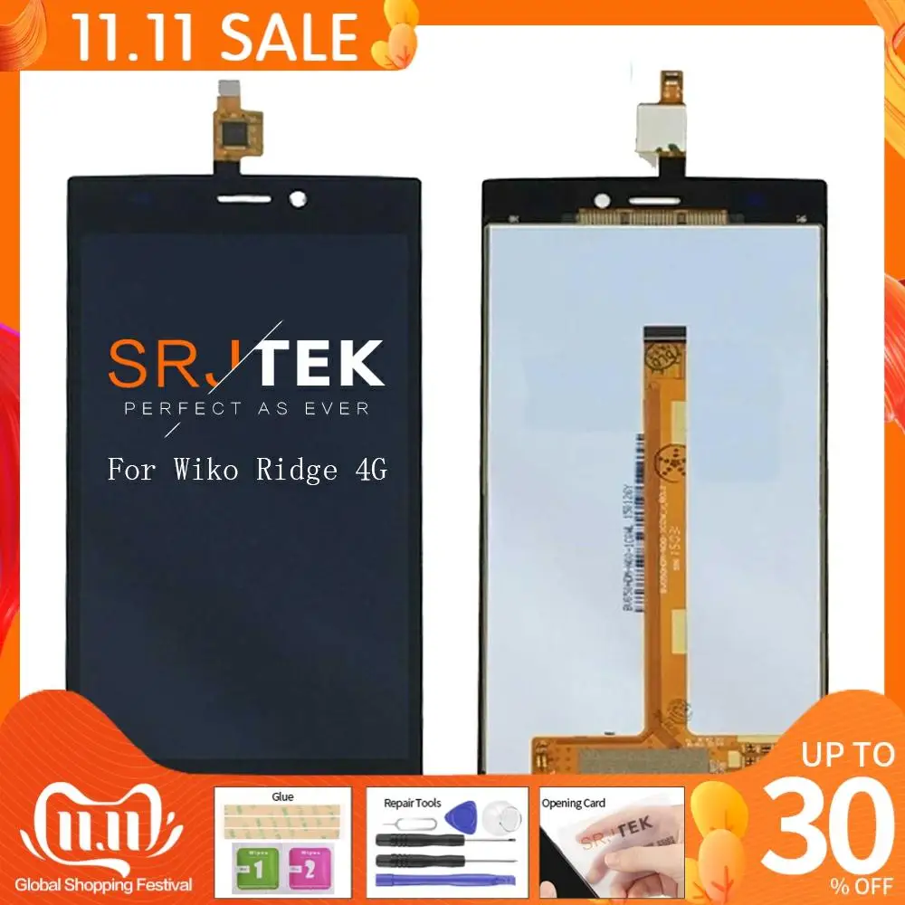 

ЖК-дисплей 5 дюймов для Wiko Ridge 4G, цифровой преобразователь сенсорного экрана в сборе, стеклянная панель для Wiko Ridge 4G, запчасти для замены экран...