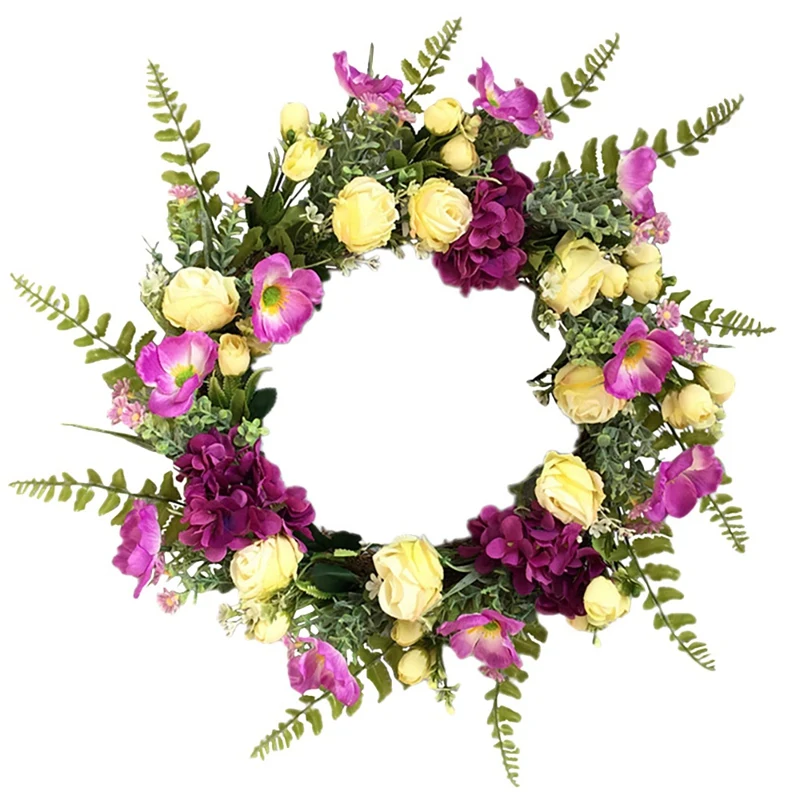 

Artificial Rose Flower Hydrangea Wreath Spring Wreath for Front Door Wall Wedding Party Farmhouse Garden Home Decor