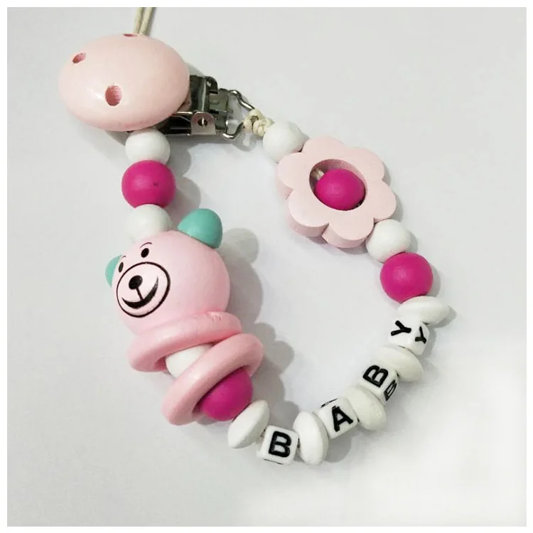 Цепочка с зажимом для соски пустышки персонализированная Милая мультяшная