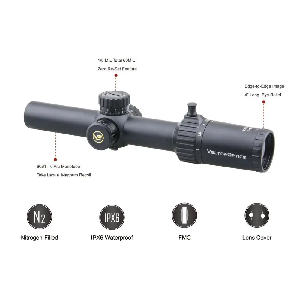 Векторная оптика Taurus 1 6x24 первый фокусный плоскостной прицел 21 градус FOV Ture One Power