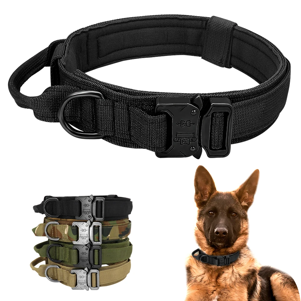 

Tactical Dog Collar Nylon Pet Dog Collar Adjustable Military Dog Training Collars Quick Control Handle For Medium Large Dogs