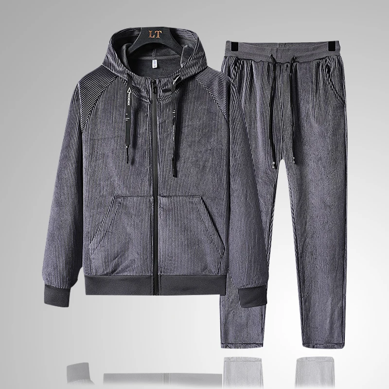 

2022 Tracksuit Men New Fashion Winter Thicken Men's Sweatshirt Jacket+Sweatpant 2 Pieces Set Fleece Warm Male Jogging Sportswear