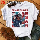 Demon Slayer футболка ЖенщиныМужчины Kimetsu No Yaiba Kawaii Graphic Tees мультфильм клинок демона лезвие призрака футболка ЖенщинаМужчина