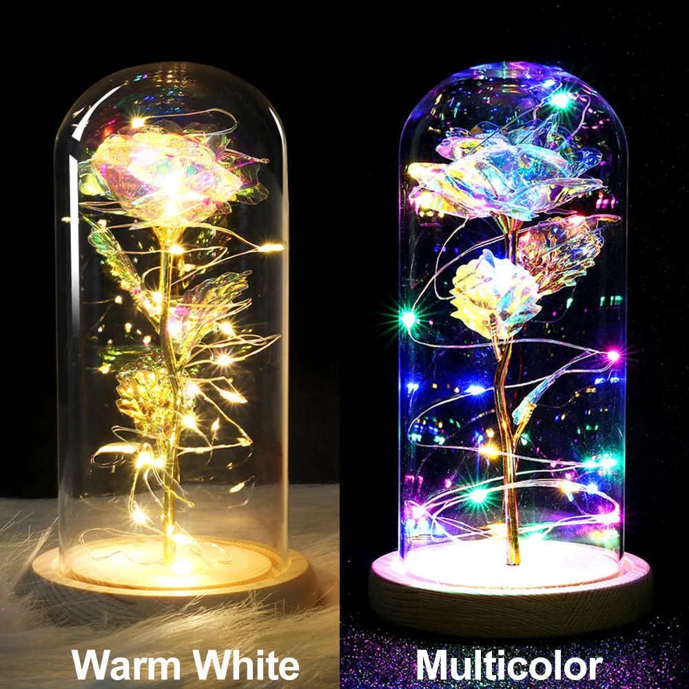 

Beauty And Beast Rose In Flask Night Lamp Led Rose Flower Laser Light Glass Dome Best Mothers Day Valentines Day Wedding Gift