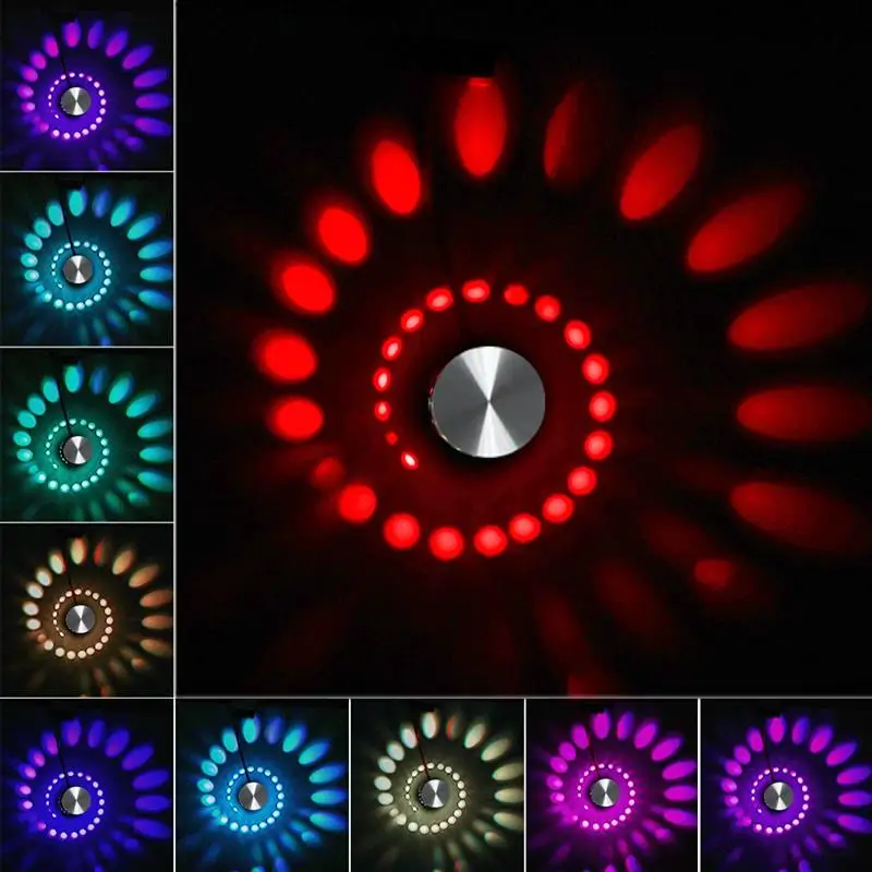 RGB спиральный с отверстиями светодиодный настенный светильник 3 Вт диммируемая