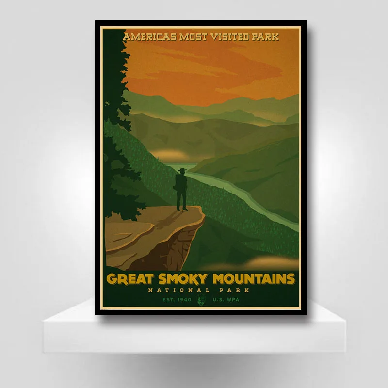 

World National Park Landscape Retro Poster Vintage Kraft Paper Travel Posters Wall Decor for Home Bar Cafe Kid Room Art Painting