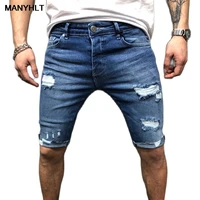 european and american new style mens clothing jeans five point pants with holes slim slimming mens fashion casual pants