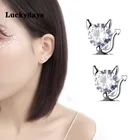 Luckydays милые серьги-гвоздики с маленьким сатаном рогом дьяволом циркониевые серьги с милой кошкой-демоном для женщин и девушек модные украшения