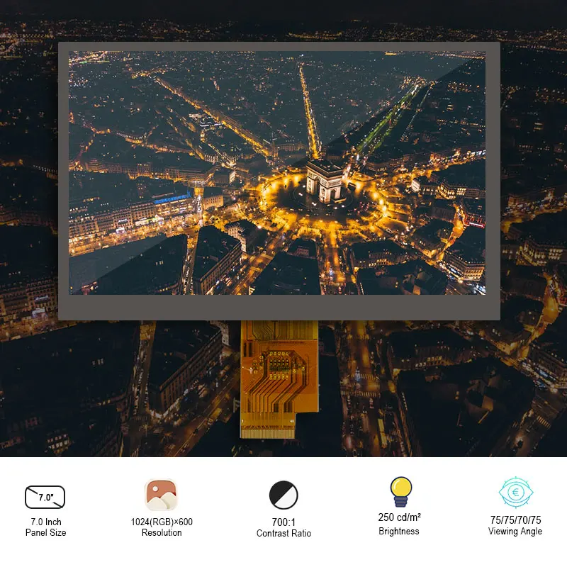 

Оригинальный Innolux AT070TNA2 V.1 7-дюймовый экран FHD Разрешение 1024*600 интерфейс LVDS 40 pin FPC