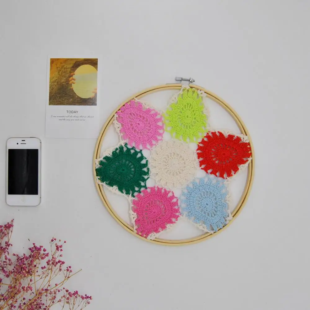 

Настенный декор ручной работы, подвесной Ловец снов из хлопка, цветов, кружева, свадебный фон, украшение для вечеринки, дома, магазина, № A013, ...